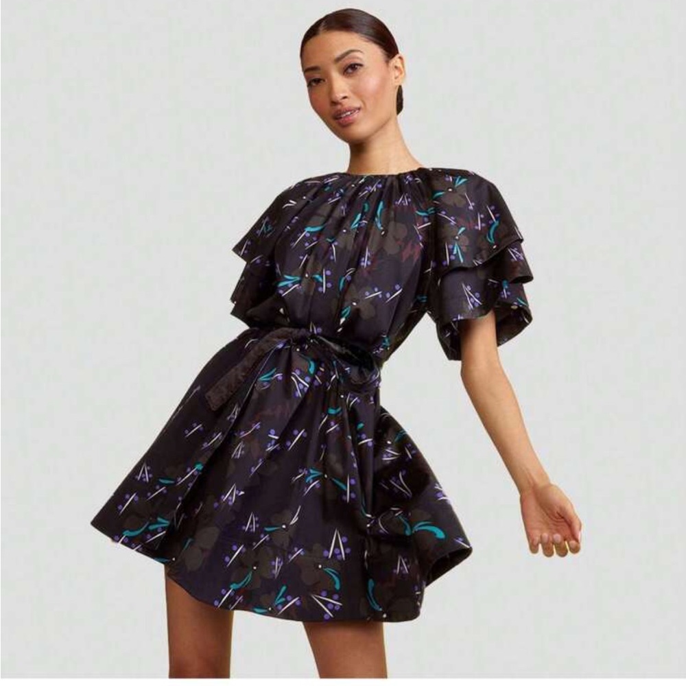 NEW CYNTHIA ROWLEY COTTON DRESS WITH FLUTTER SLEEVE - Picture 4 of 7